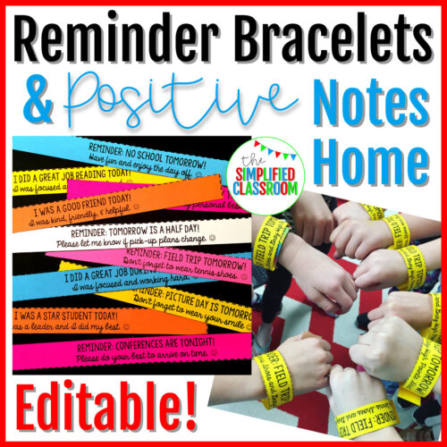 EDITABLE Reminder Bracelets and Positive Notes Home