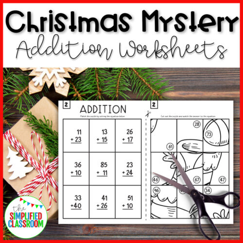 Christmas Mystery Addition Worksheets