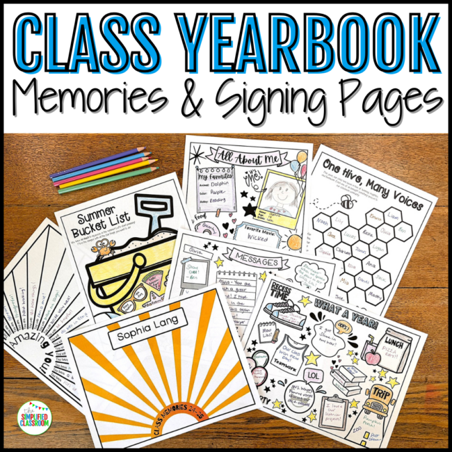 Yearbook Signing Pages Signature Autograph Messages Printables Class Memory Book