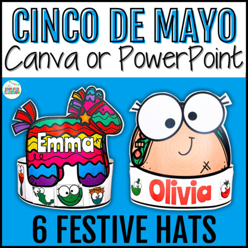 Cinco de Mayo Crown Headband Hat Cut & Paste Name Craft Activity with Sombrero