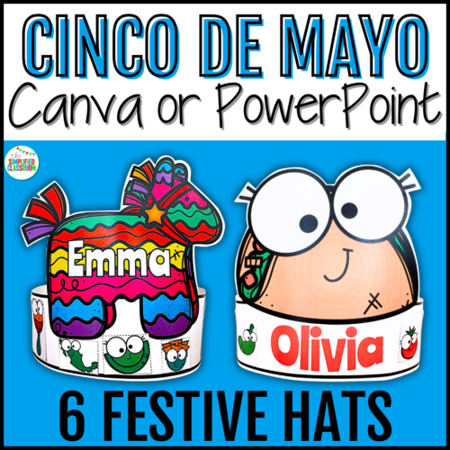 Cinco de Mayo Crown Headband Hat Cut & Paste Name Craft Activity with Sombrero