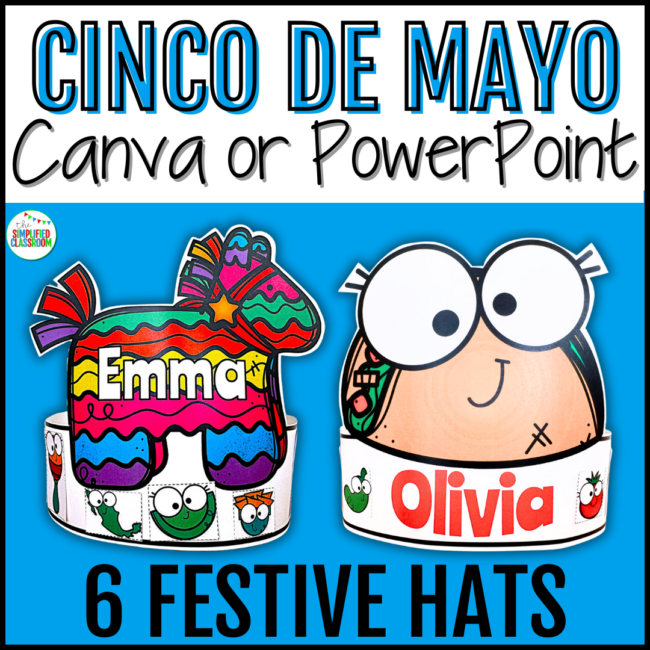Cinco de Mayo Crown Headband Hat Cut & Paste Name Craft Activity with Sombrero