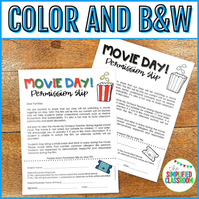 Movie Permission Slip Editable for G PG PG 13 Movie Review Worksheet Template - Image 2