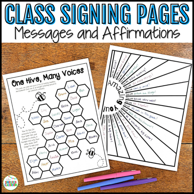 Yearbook Signing Pages Signature Autograph Messages Printables Class Memory Book - Image 2