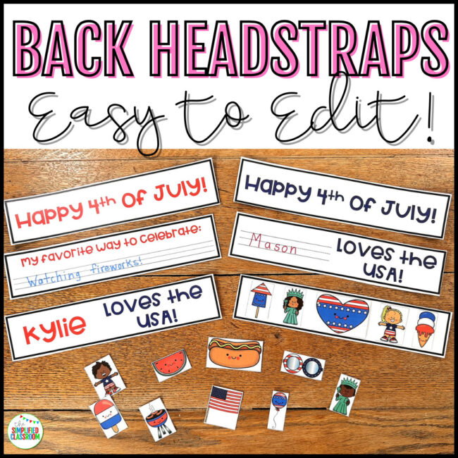 Printable 4th of July Hat Headband Crown templates featuring Uncle Sam, Patriotic Eagle, Patriotic Cat, Patriotic Dog, and red, white, and blue bow designs.