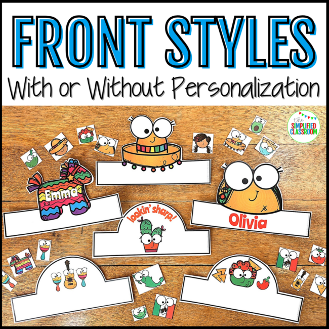Cinco de Mayo Crown Headband Hat Cut & Paste Name Craft Activity with Sombrero - Image 3