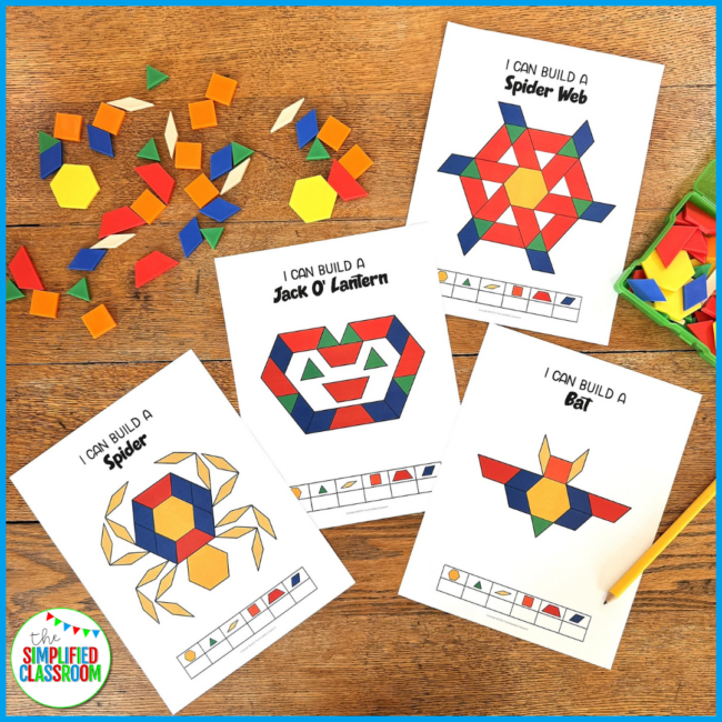 Halloween Tangrams Pattern Block Mats - Printable Templates, Activities, Puzzles - Image 2