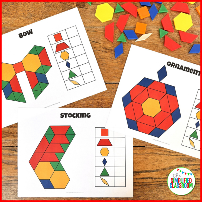 Christmas Tangrams Activities & Printable Tangrams Pattern Blocks Mats Templates - Image 2