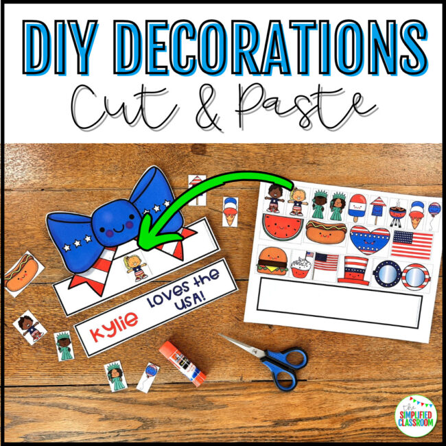 Printable 4th of July Hat Headband Crown templates featuring Uncle Sam, Patriotic Eagle, Patriotic Cat, Patriotic Dog, and red, white, and blue bow designs.