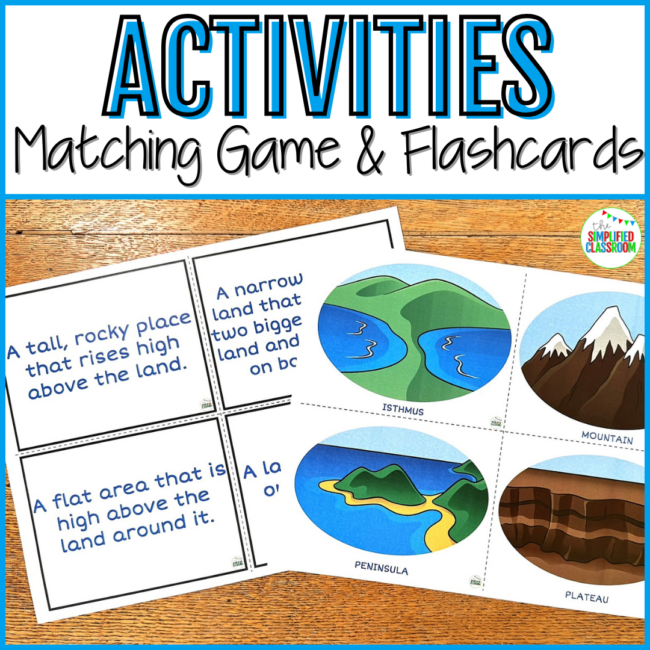 Landforms Word Search Cut & Paste Worksheets Landscapes Landforms Matching Game - Image 4