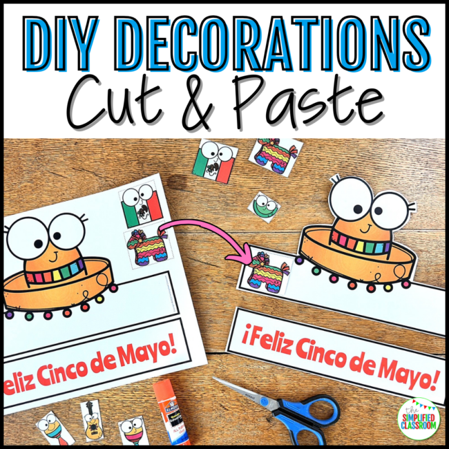 Cinco de Mayo Crown Headband Hat Cut & Paste Name Craft Activity with Sombrero - Image 4
