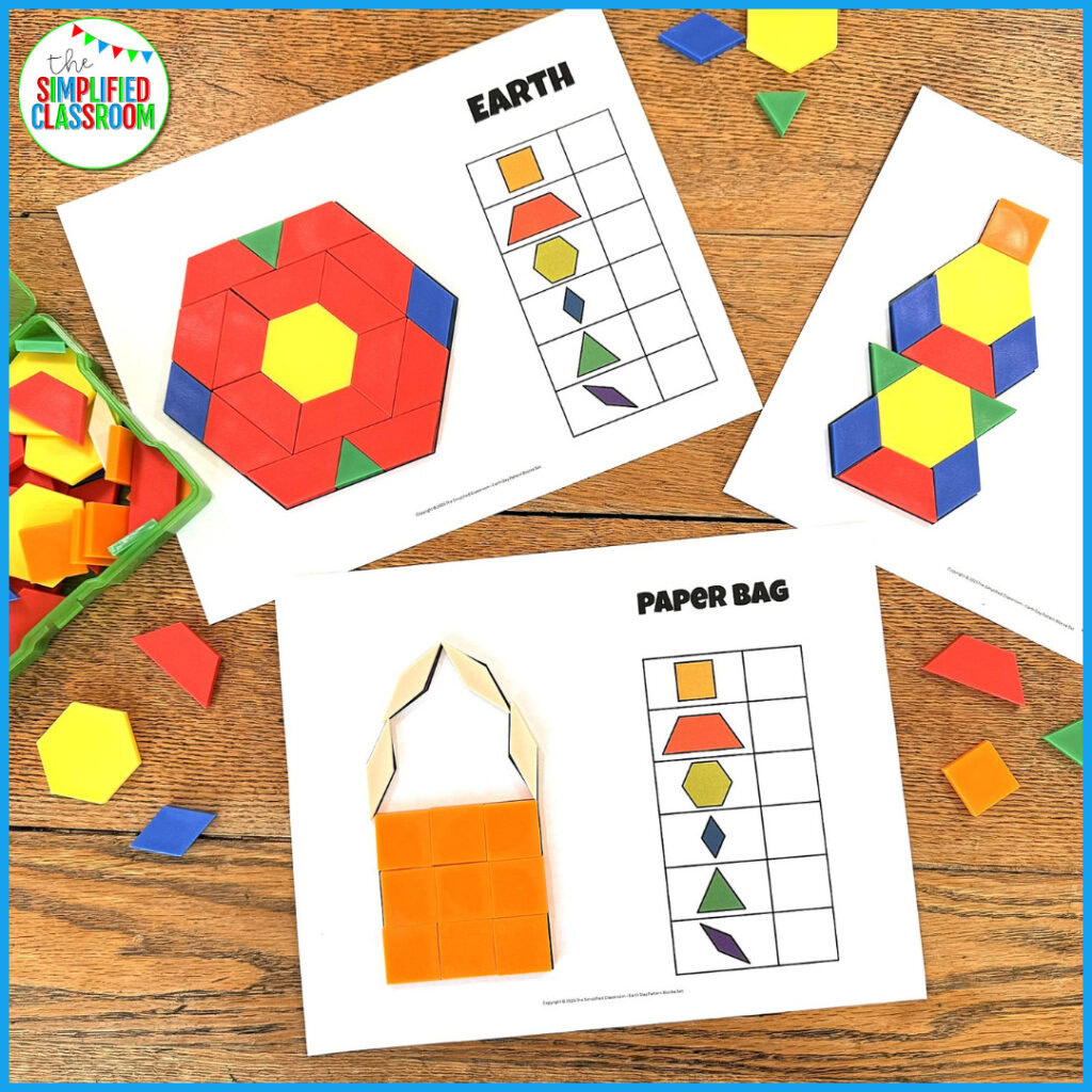 Earth Day Pattern Blocks Spring Tangrams Pattern Blocks Mats Printable ...