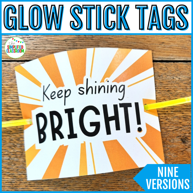 Glow Stick Back to School, Halloween, Valentine, Glow Day Shine Bright Gift Tags