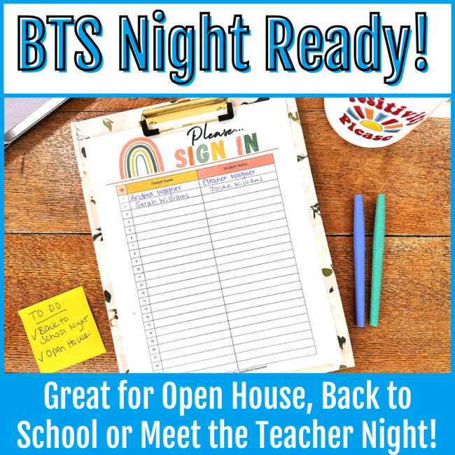 Sign In Sheet Back to School Night, Open House, Orientation Editable Boho Style - Image 3