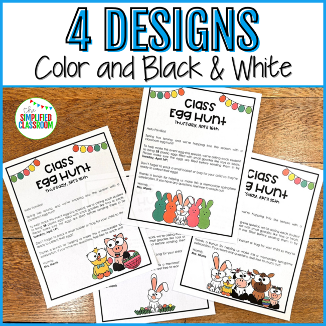 Easter Egg Hunt Parent Letter or Easter Party Letter to Parents Classroom Party - Image 2
