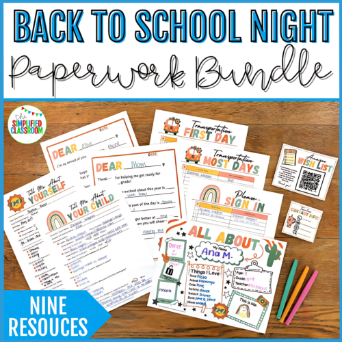 Back to School Night Forms for Parents, Students Editable Orientation Paperwork