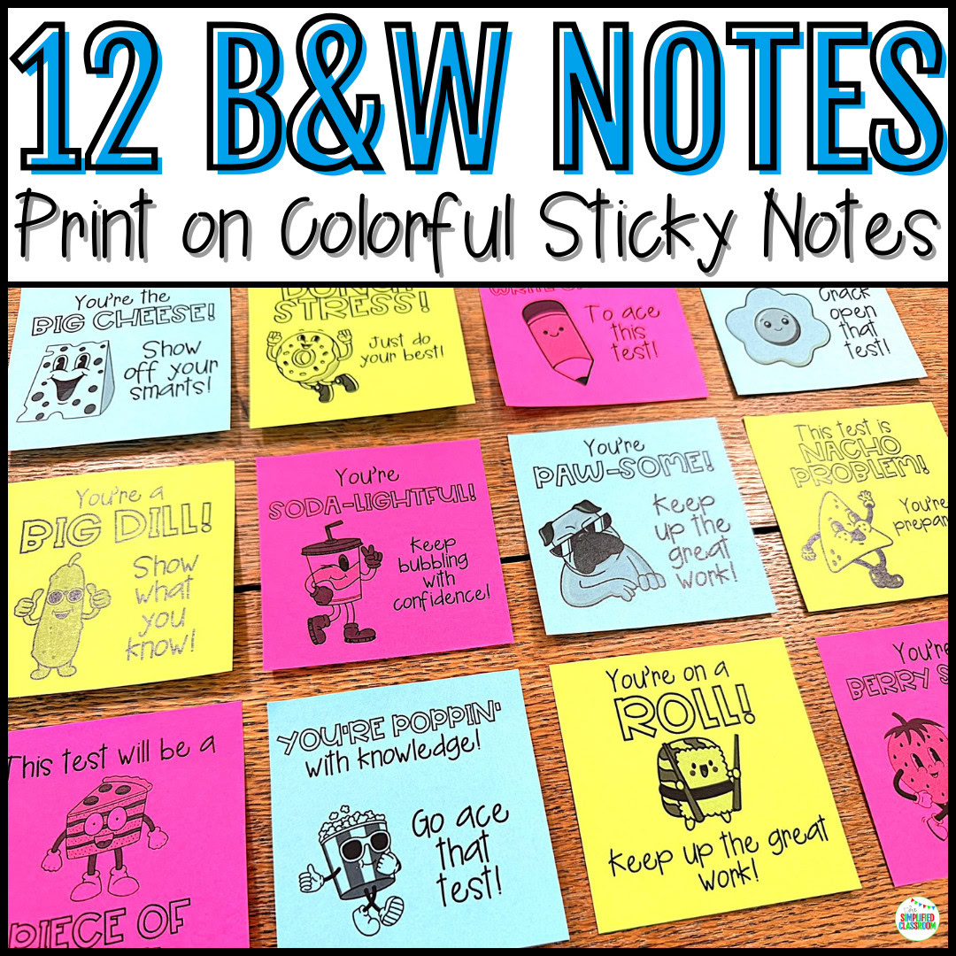 Testing Motivation for Students sticky notes on a classroom desk