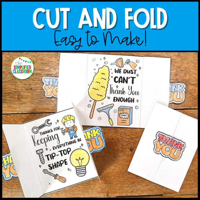 Set of National Custodian Day thank you cards for students to color