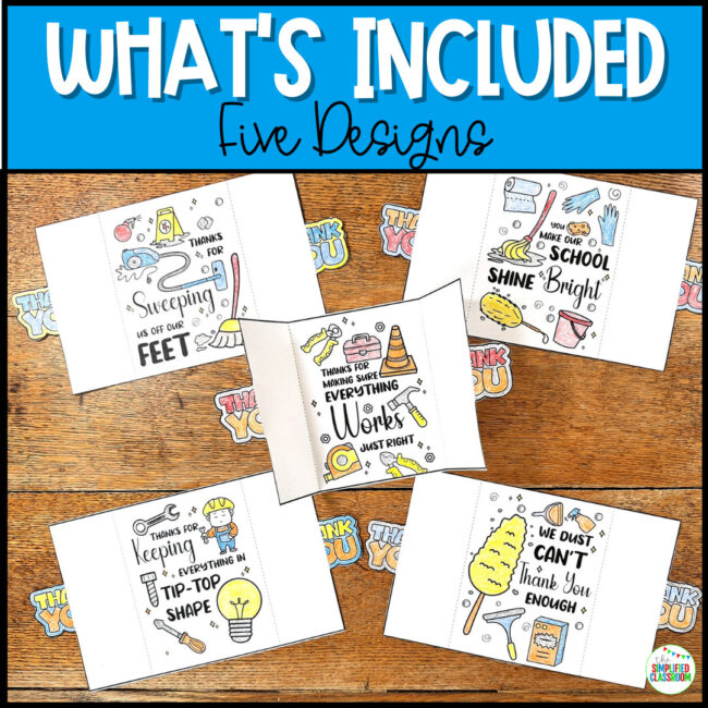 Set of National Custodian Day thank you cards for students to color