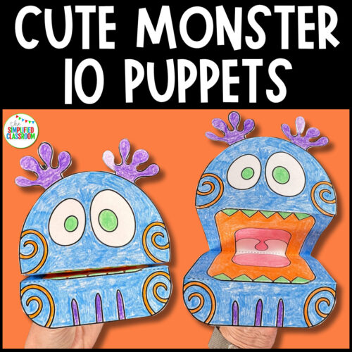 “How to Catch a Monster” classroom activity with colorful monster craft puppets