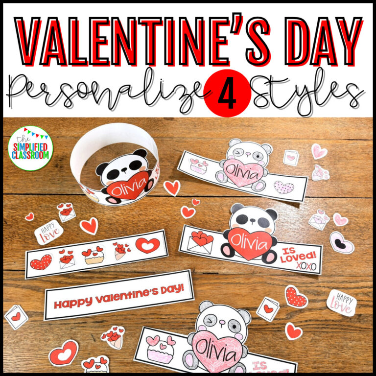 Printable Valentine’s Day headband craft for elementary students
