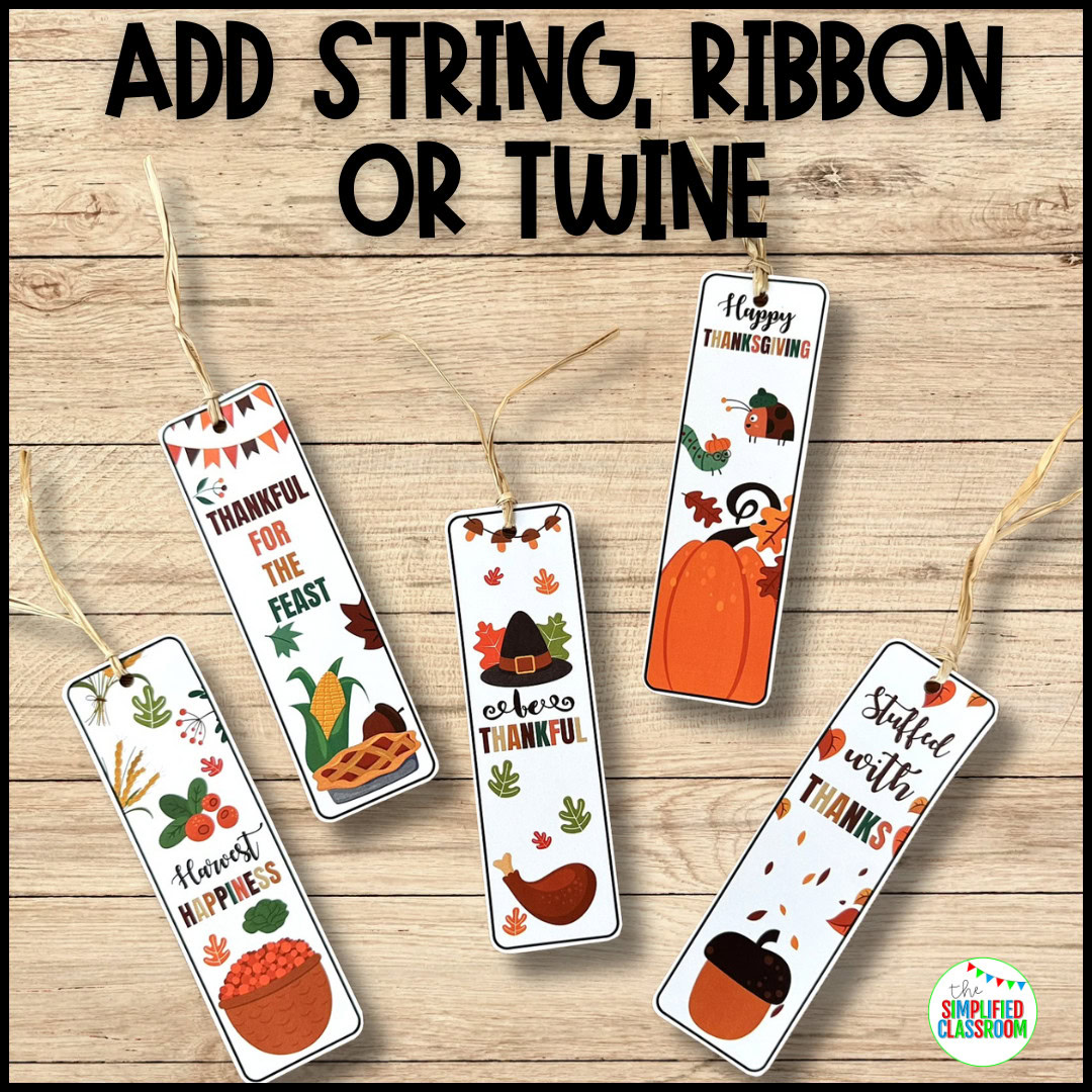 Printable thankful bookmarks for students’ Thanksgiving crafts