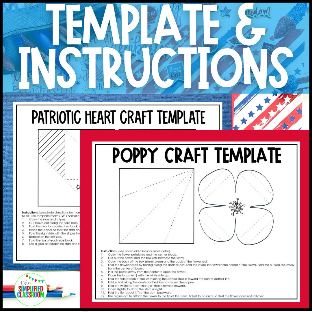 Veterans Day poppies craft template for kids