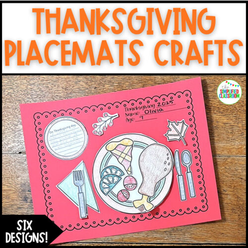 Printable Thanksgiving placemats craft “I Am Thankful” coloring activity for kids