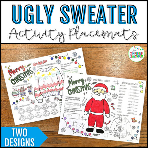 Printable Christmas Placemat Activity Pages