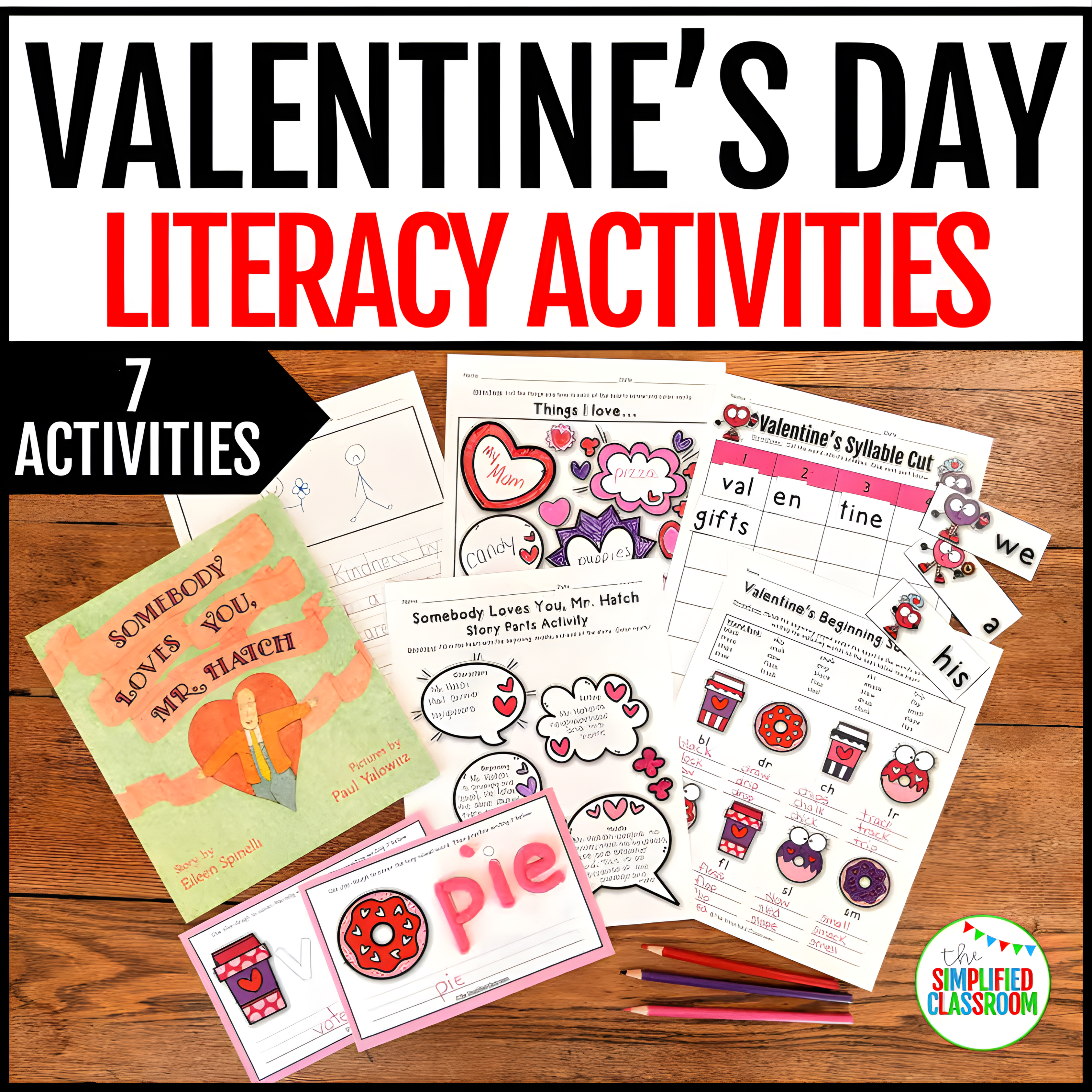 Valentine’s Day literacy activities for kids printable