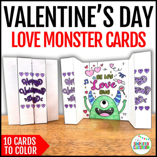 Love monster Valentine’s Day cards printable