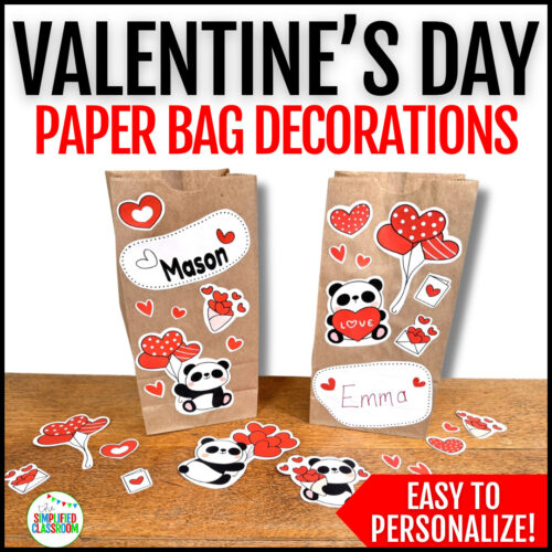 Panda Valentine’s Day bag classroom craft