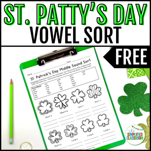 Printable St Patricks Day phonics activity for early readers