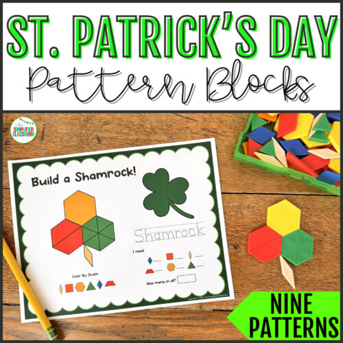 Printable St Patricks Day pattern block mats for math centers