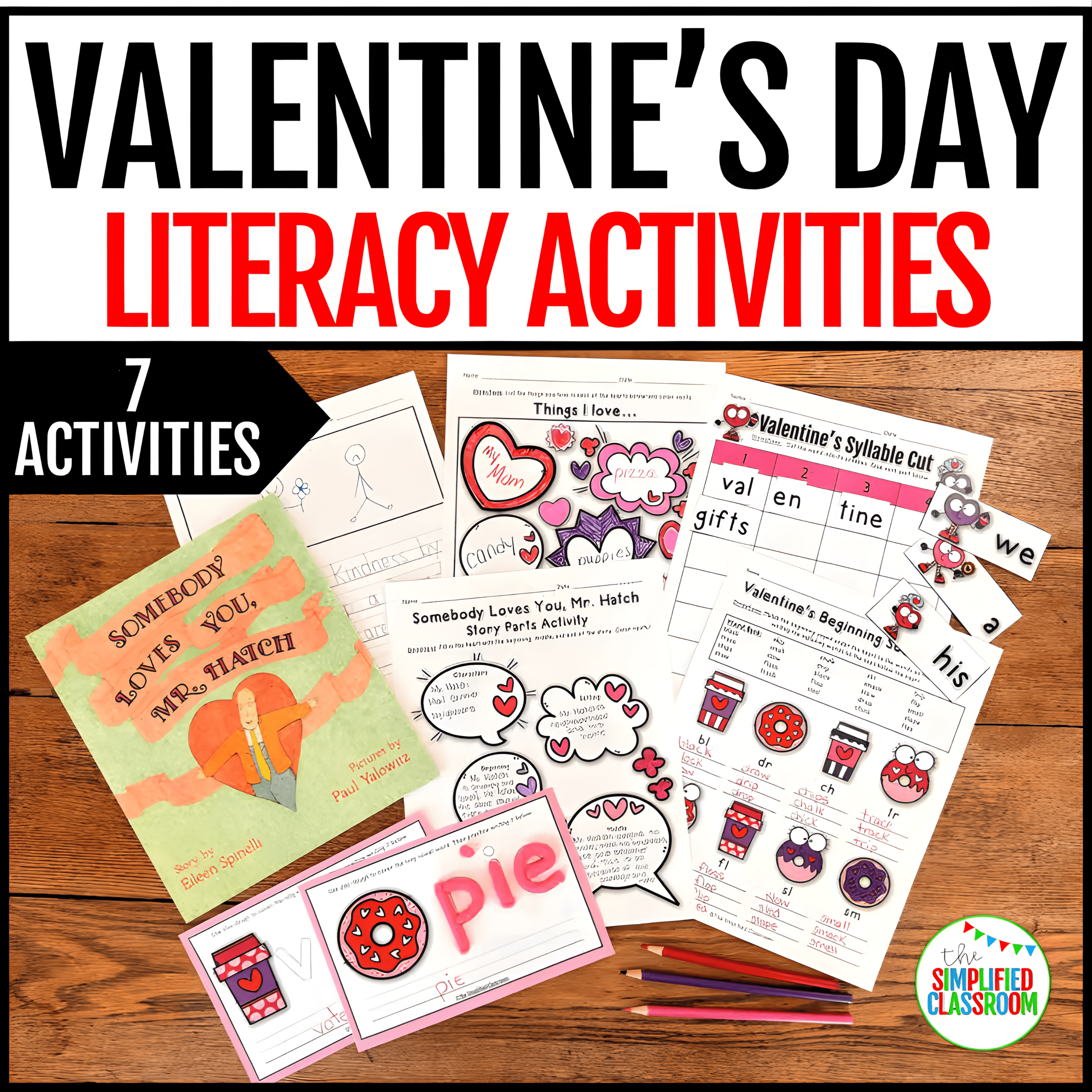 Valentine’s Day literacy activities for kids printable